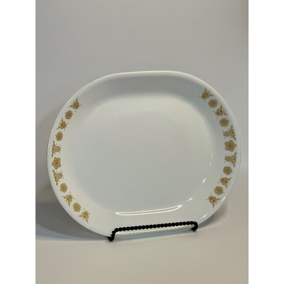 VTG Corelle 12.25" Serving Platter Butterfly Gold White Pattern Kitchen Decor - Picture 1 of 8